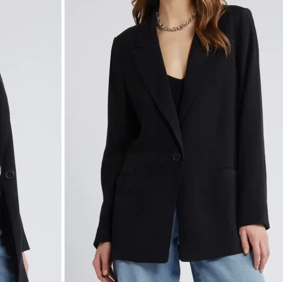 Open Edit Black Oversized Blazer Medium Nordstrom - Picture 5 of 5
